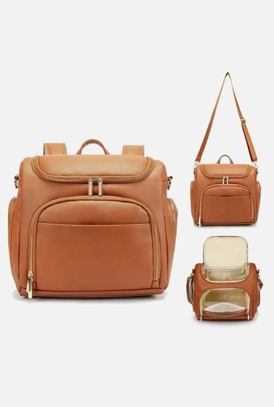 Beaulyn Leather Multifunctional Diaper Backpack
